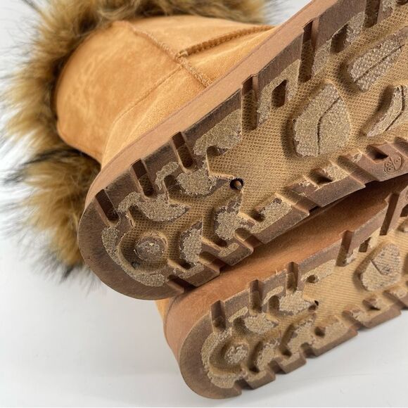 Bamboo Women’s Brown Round Toe Vegan Suede Faux Fur Tall Platform Boots Size 8 - Picture 12 of 17